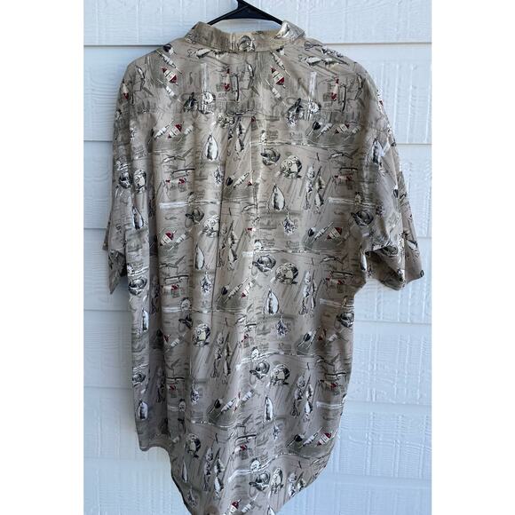 Bit & Bridle men's button up fishing motif short sleeve Large - Picture 2 of 9
